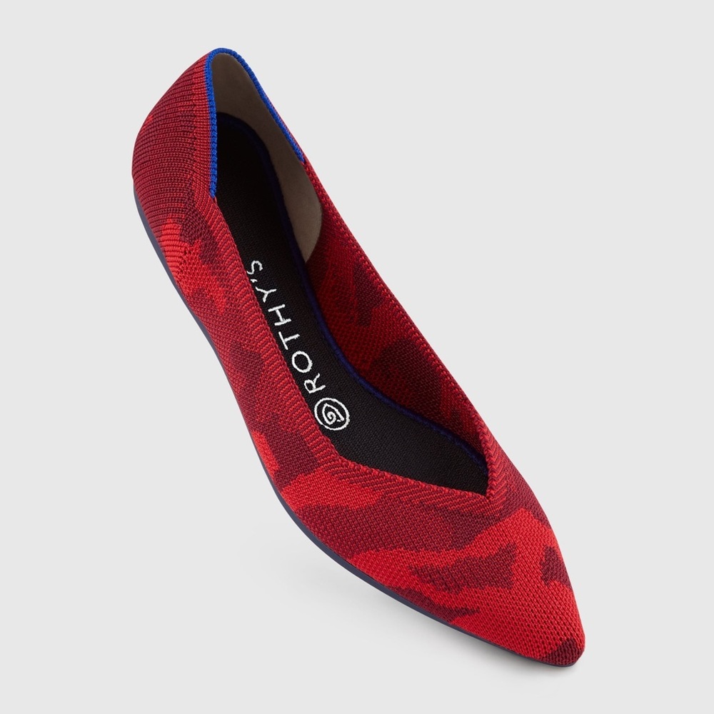 Rothy’s The Point Red Camo Flats size 8